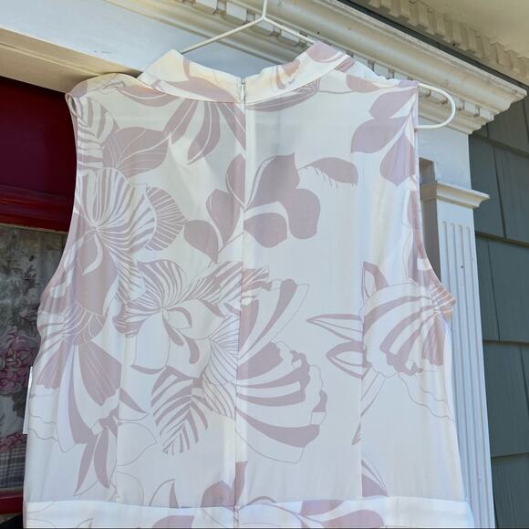 Max and Moi silk dress pink and white asymmetrical hem tie neck - Picture 6 of 11